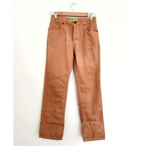 Free People Sandrine Rose Cotton Linen Jeans in Camel Brown Size 25